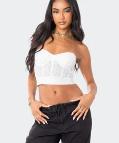S12124_WHITE Lola Lace Corset Top