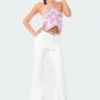 S12233_WHITE Avery Faux Fur Flared Jeans Babe Fest