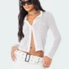 S11731_WHITE Babe Fest Velvet Square Mesh Shirt