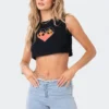 S12196_BLACK New In Flame On You Diamond Crop Top