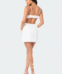 S12079_WHITE New In Embroided Open-Back Mini Dress