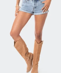 S12139_light-blue Rylin Low-Rise Denim Shorts