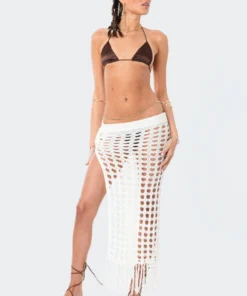S12245_CREAM Brielle Crochet Slit Maxi Skirt