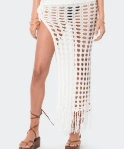 S12245_CREAM Brielle Crochet Slit Maxi Skirt