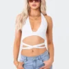 S12113_WHITE Nia Strappy Halter Top