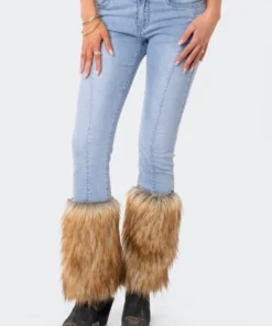 S12165_LIGHT-BLUE Nahla Low-Rise Faux Fur Jeans Babe Fest