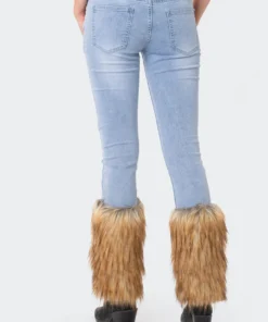 S12165_LIGHT-BLUE Nahla Low-Rise Faux Fur Jeans Babe Fest