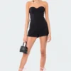 S12001_BLACK Cups Strapless Romper