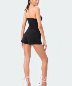 S12001_BLACK Cups Strapless Romper