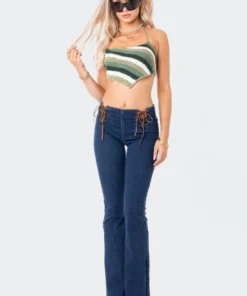 S11986_GREEN Gaya Crochet Open-Back Top Babe Fest