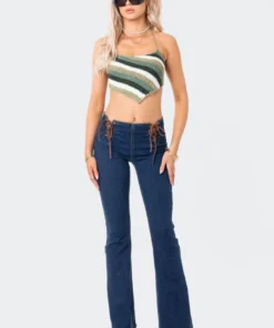 S11986_GREEN Gaya Crochet Open-Back Top Babe Fest