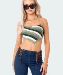 S11986_GREEN Gaya Crochet Open-Back Top Babe Fest