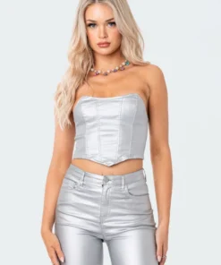 Edikted Shop 23 1030_SILVER Babe Fest Luna Faux Leather Stretch Corset