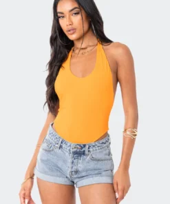 S12110_ORANGE New In Jojo Open-Back Bodysuit