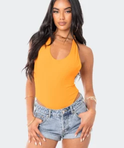 S12110_ORANGE New In Jojo Open-Back Bodysuit