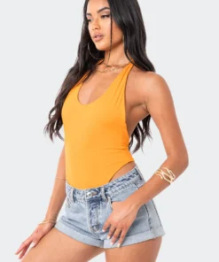 S12110_ORANGE New In Jojo Open-Back Bodysuit