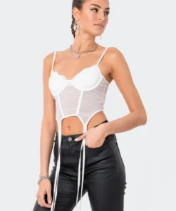 S11723_WHITE Daria Strap Corset Top Babe Fest