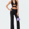 S12113_BLACK New In Nia Strappy Halter Top