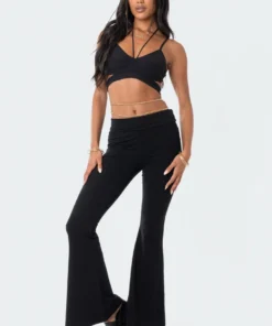 S12068_BLACK Babe Fest Avani Ribbed Strappy Crop Top