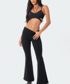 S12068_BLACK Babe Fest Avani Ribbed Strappy Crop Top