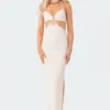 S12040_CREAM Viva Cut-Out Hoop Maxi Dress