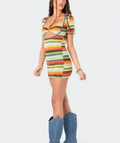 S12082_MIX New In Andrea Cut-Out Knitted Mini Dress