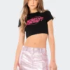 S12354_BLACK Negative Energy Cropped T-Shirt