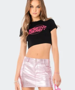 S12354_BLACK Negative Energy Cropped T-Shirt