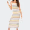 S12208_MIX Striped Knitted Maxi Dress New In