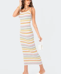 S12208_MIX Striped Knitted Maxi Dress New In