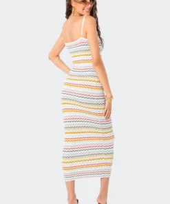 S12208_MIX Striped Knitted Maxi Dress New In