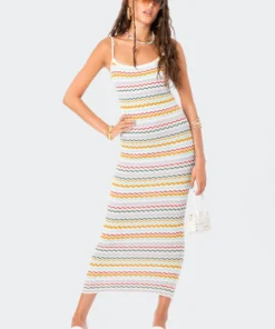 S12208_MIX Striped Knitted Maxi Dress New In