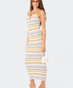 S12208_MIX Striped Knitted Maxi Dress New In