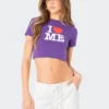 S12270_PURPLE New In I Love Me Cropped T-Shirt