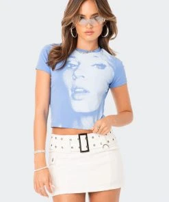 S12236_BLUE Pixel Face T-Shirt New In