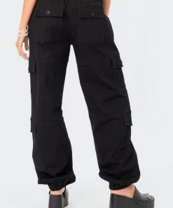 S12325_BLACK Boyfriend Cargo Pants New In