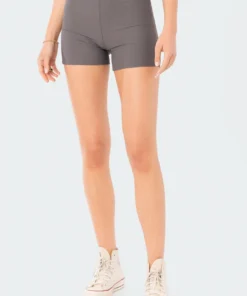S12372_GRAY Zoella Ribbed Shorts