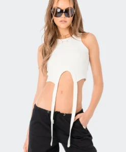 S12272_WHITE New In Kennedy Tie-Up Tank Top