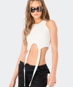 S12272_WHITE New In Kennedy Tie-Up Tank Top