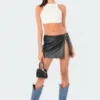 S12223_BLACK Gwyneth Faux Leather Mini Skirt New In