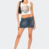 S12377_BLUE Wrap Low-Rise Denim Mini Skirt