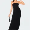 S12256_BLACK Paola Knitted Maxi Dress