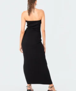 S12256_BLACK Paola Knitted Maxi Dress