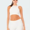 S12371_WHITE Zoella Ribbed Crop Top
