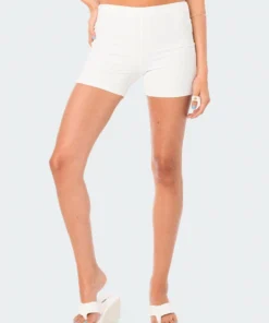 S12372_WHITE Zoella Ribbed Shorts New In