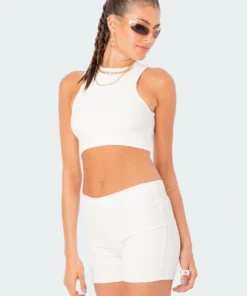S12371_WHITE Zoella Ribbed Crop Top