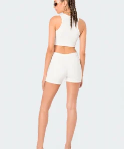 S12371_WHITE Zoella Ribbed Crop Top