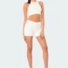 S12372_WHITE Zoella Ribbed Shorts New In