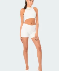 S12371_WHITE Zoella Ribbed Crop Top