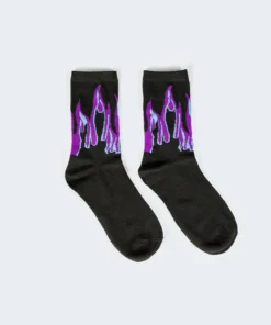 ACC0227_BLACK Acid Flame Socks
